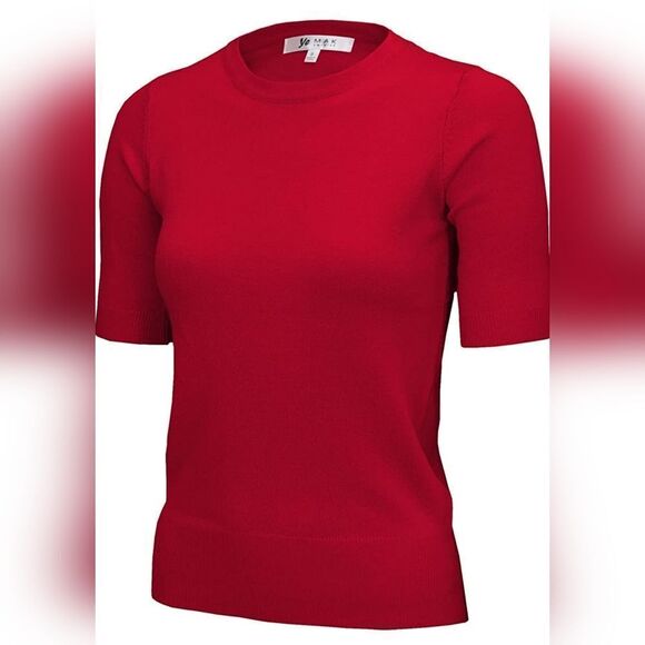 🔥Red Retro Style Short Sleeve Sweater XLarge - Picture 1 of 10